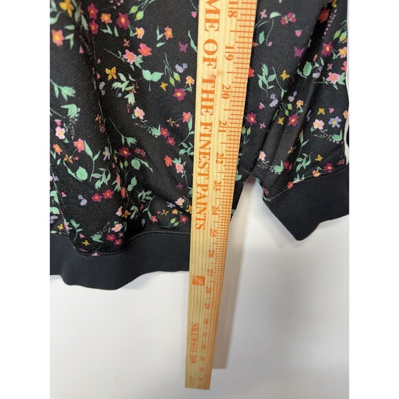 Adidas Womens Originals Black Floral Long Sleeve  Sweatshirt Crew Neck Sz Xl - Picture 5 of 13